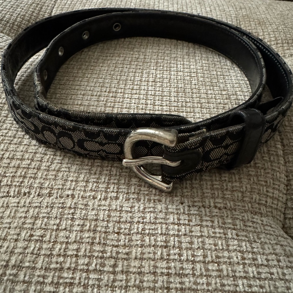 Coach Black and Gray Patterned Belt, Small size - Picture 3 of 8